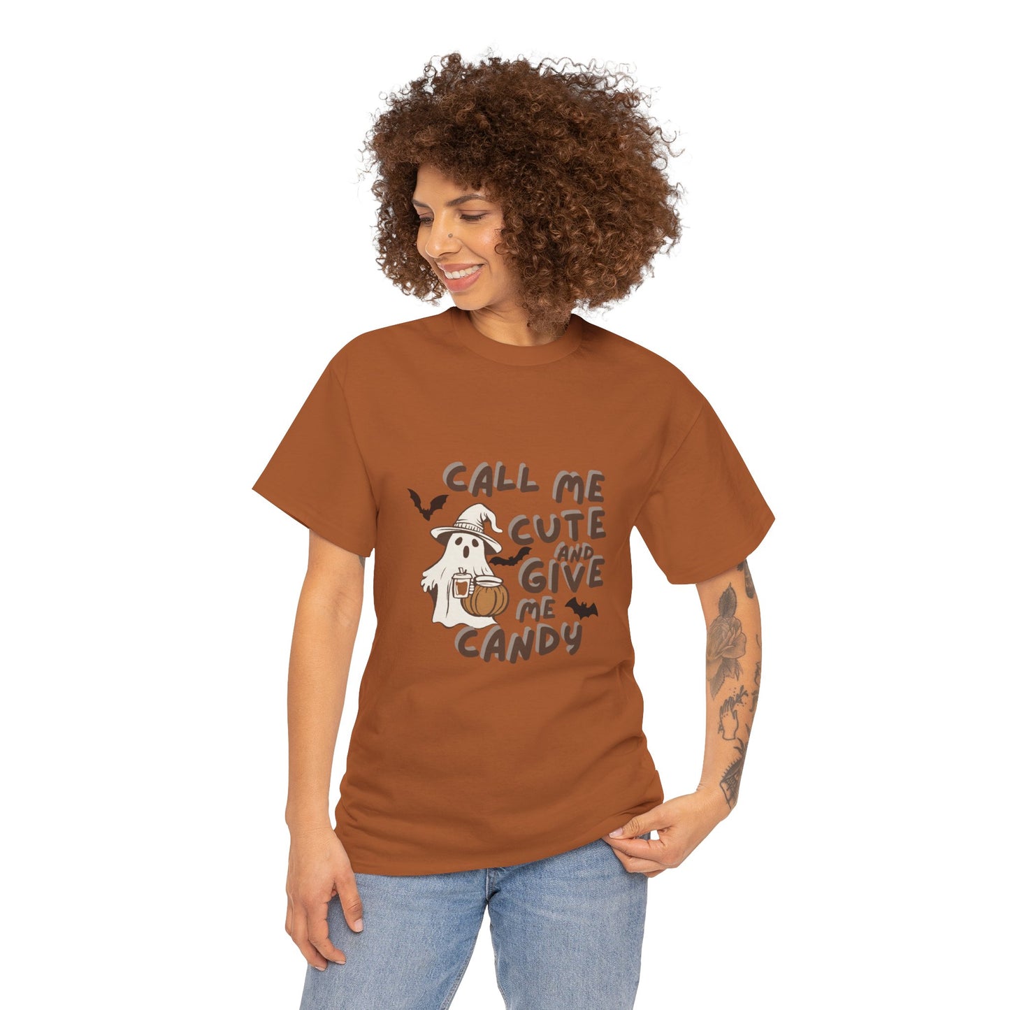 Call Me Cute & Give Me Candy -Adult Unisex Heavy Cotton Tee