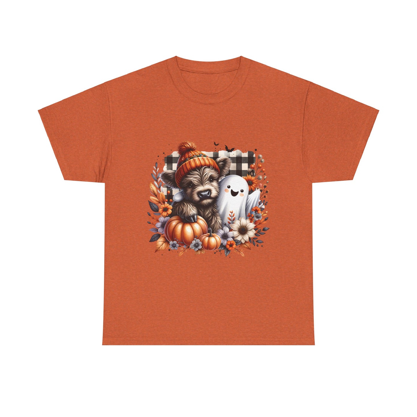 Cute cow and ghost -Adult Unisex Heavy Cotton Tee
