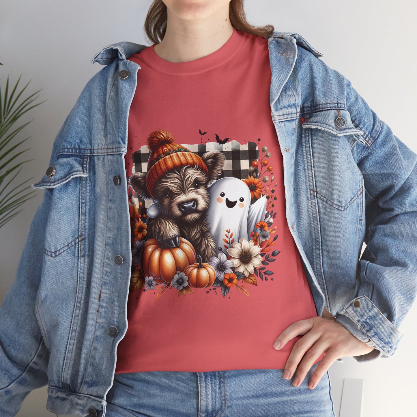 Cute cow and ghost -Adult Unisex Heavy Cotton Tee