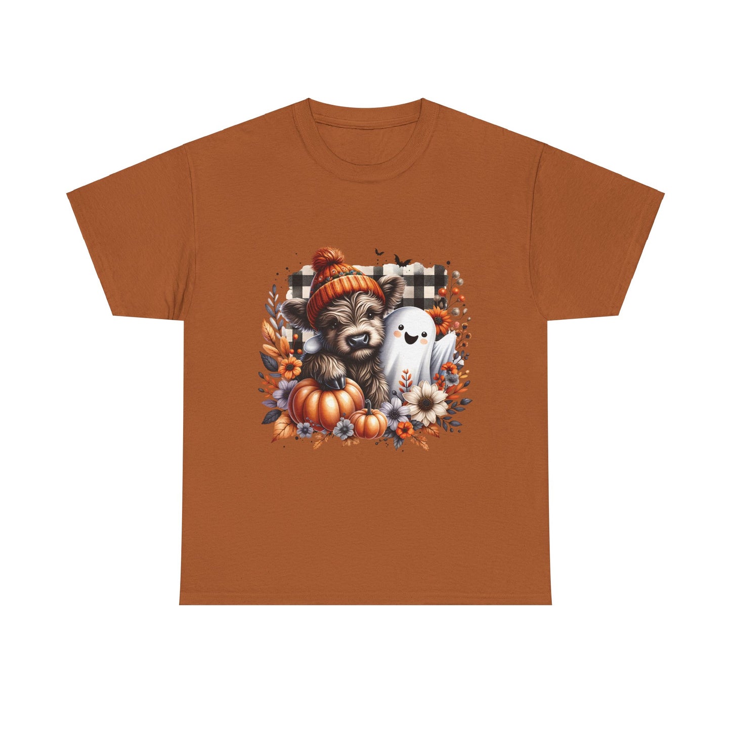 Cute cow and ghost -Adult Unisex Heavy Cotton Tee
