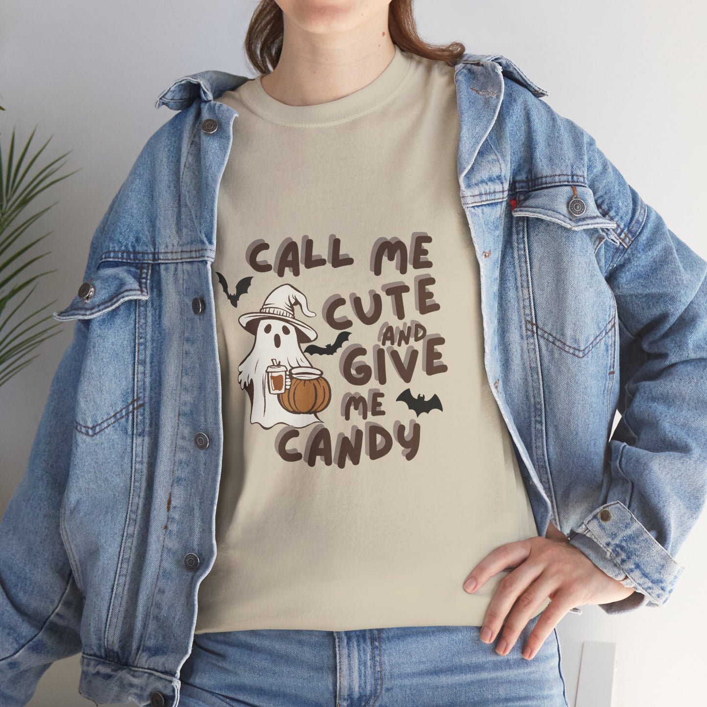 Call Me Cute & Give Me Candy -Adult Unisex Heavy Cotton Tee