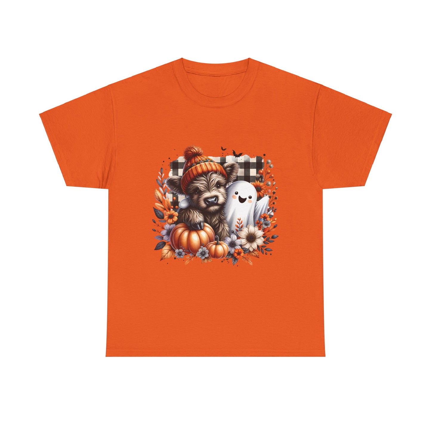 Cute cow and ghost -Adult Unisex Heavy Cotton Tee