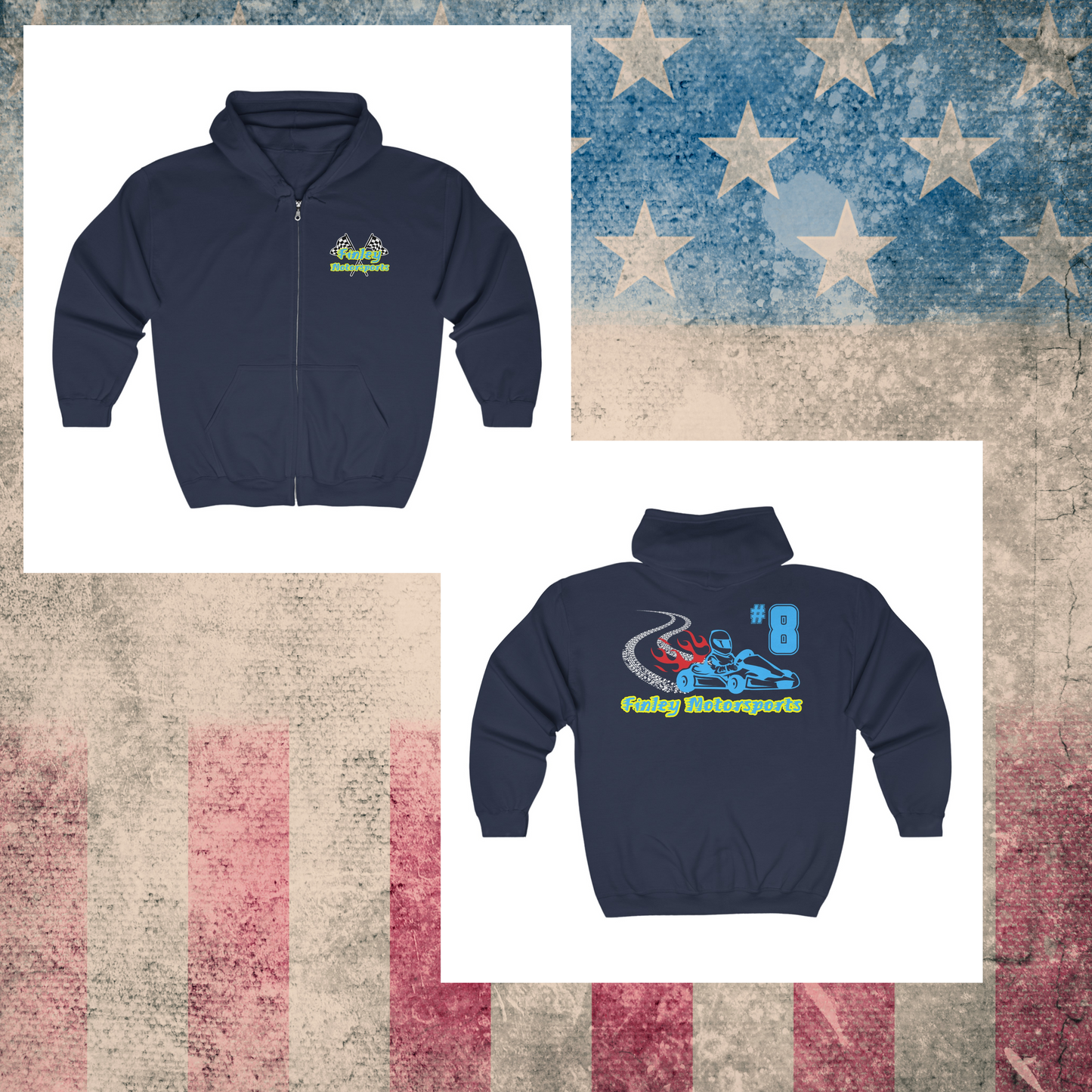 Finley Motorsports Full Zip Hooded Sweatshirt Adult