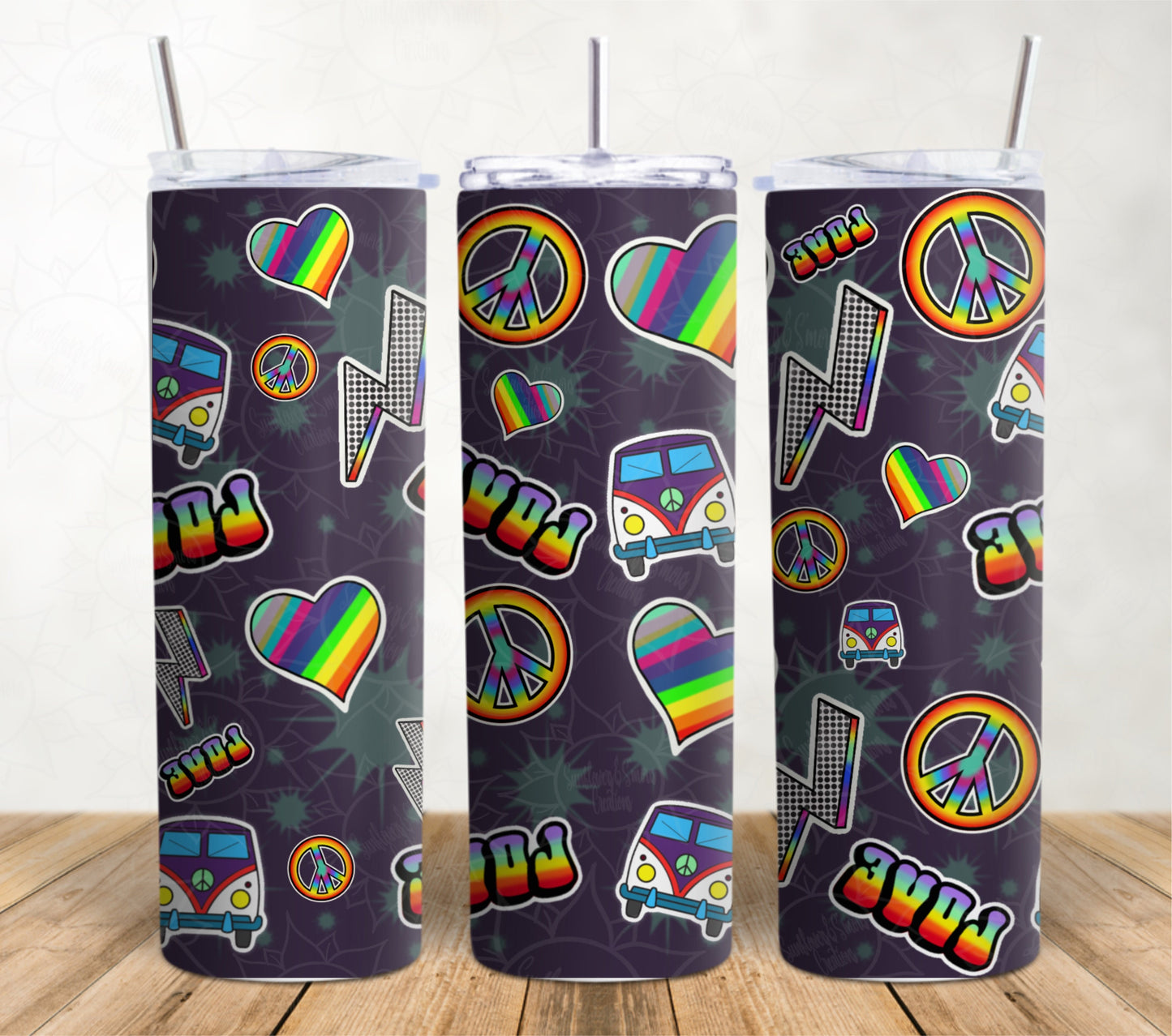 Hippy love Digital Sublimation 20 oz Tumbler Wrap-INSTANT DIGITAL DOWNLOAD!!