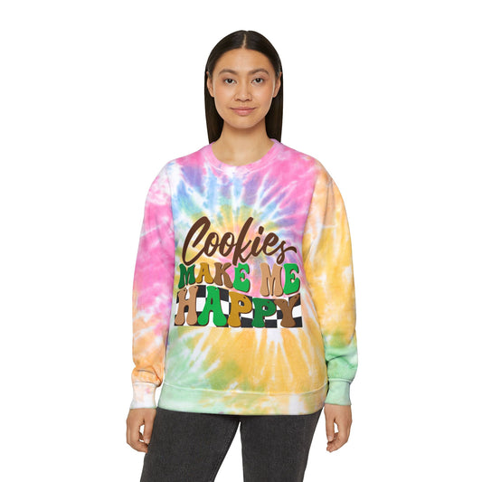 Cookies Make Me Happy  - Adult Unisex Tie-Dye Sweatshirt