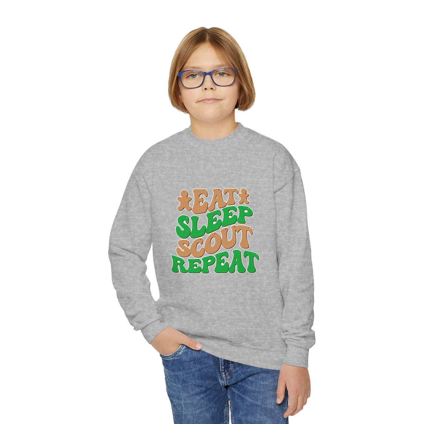 Eat, Sleep, Scout, Repeat - Youth Crewneck Sweatshirt