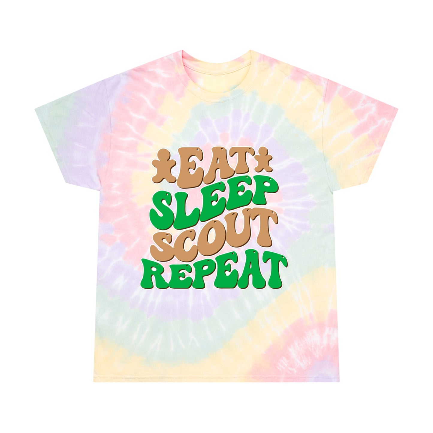 Eat, Sleep, Scout, Repeat - Adult Tie-Dye Tee, Spiral