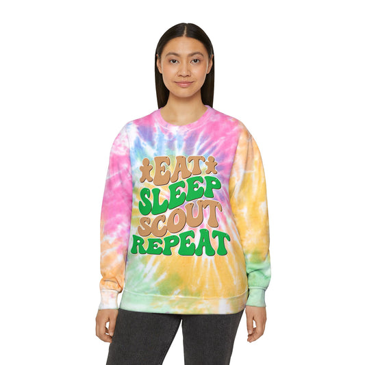 Eat, Sleep, Scout, Repeat - Adult Unisex Tie-Dye Sweatshirt