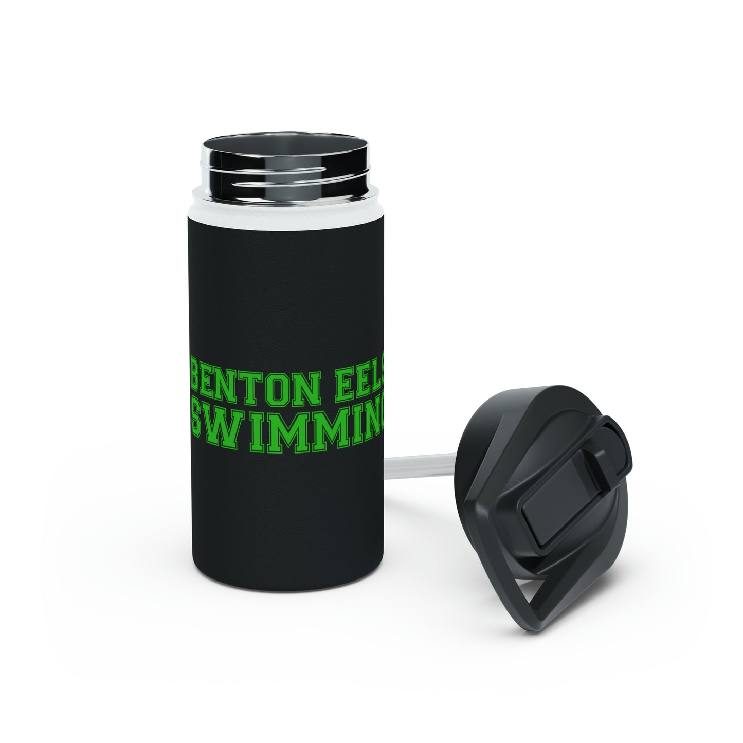 Benton Eels - 12oz, 18oz & 32oz - Stainless Steel Water Bottle, Flip Straw Lid - Varsity Logo