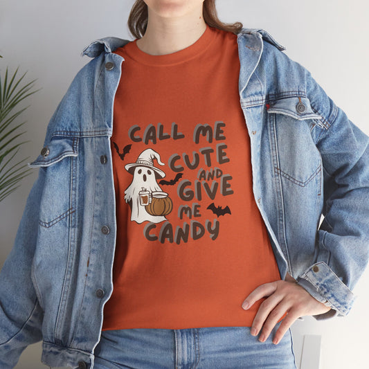 Call Me Cute & Give Me Candy -Adult Unisex Heavy Cotton Tee