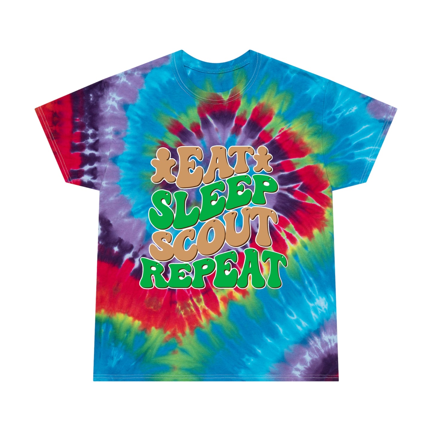 Eat, Sleep, Scout, Repeat - Adult Tie-Dye Tee, Spiral