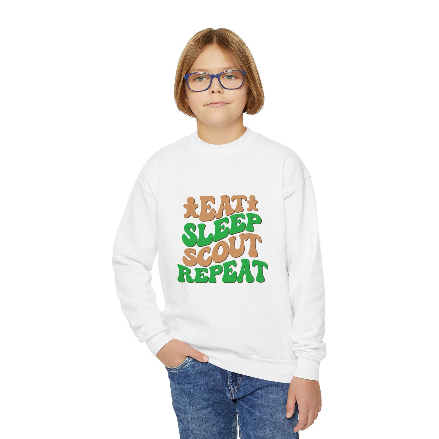 Eat, Sleep, Scout, Repeat - Youth Crewneck Sweatshirt