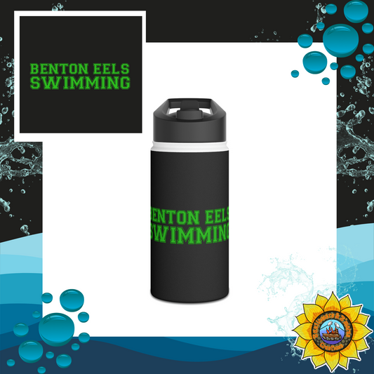 Benton Eels - 12oz, 18oz & 32oz - Stainless Steel Water Bottle, Flip Straw Lid - Varsity Logo