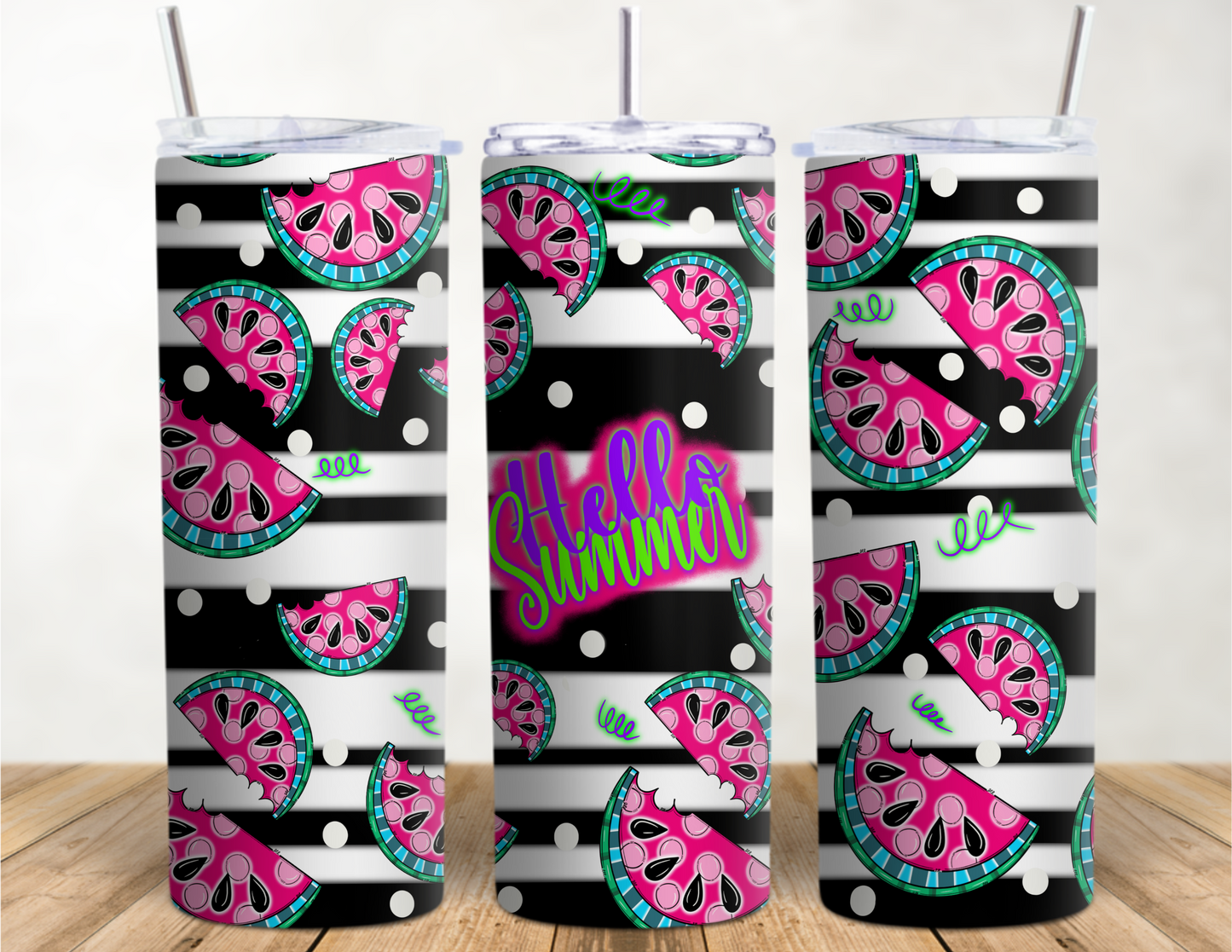 Hello Summer Watermelon Digital Sublimation 20 oz Tumbler Wrap