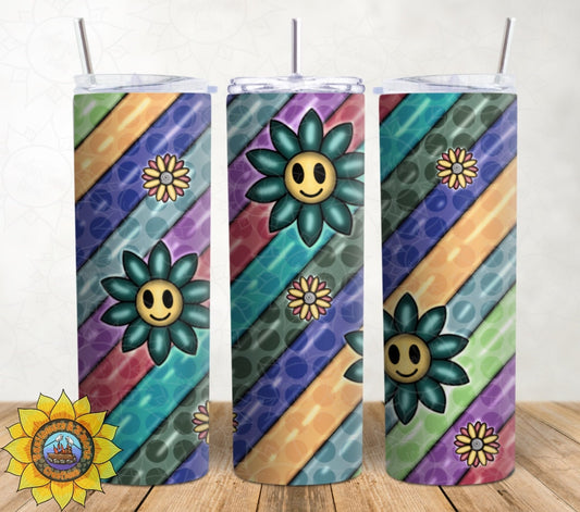 Happy Flowers Digital Sublimation 20 oz Tumbler Wrap-INSTANT DIGITAL DOWNLOAD!!